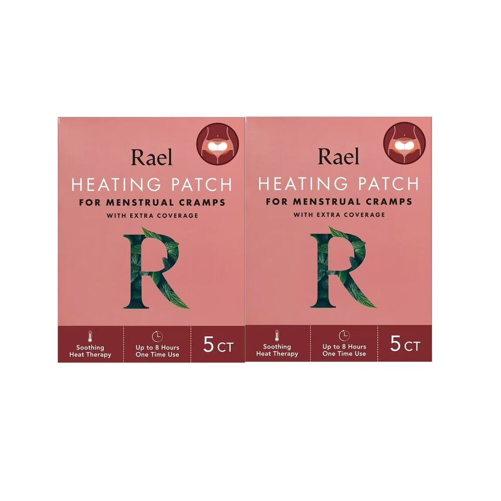 New 2 Pack Rael Heating Patch for Menstrual Cramps 5 Per Box Lasts Up to 8 Hours